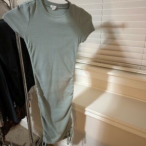 Garage Green Ruched Midi Bodycon Dress